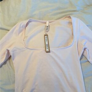 SKIMS cotton jersey barely Pink Square Neck Top